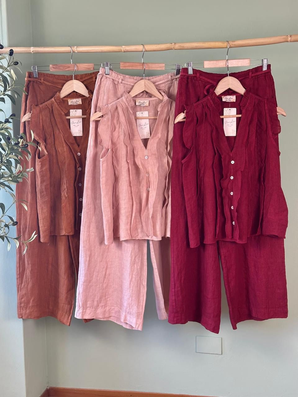 Ruffle Linen Two-Piece Set