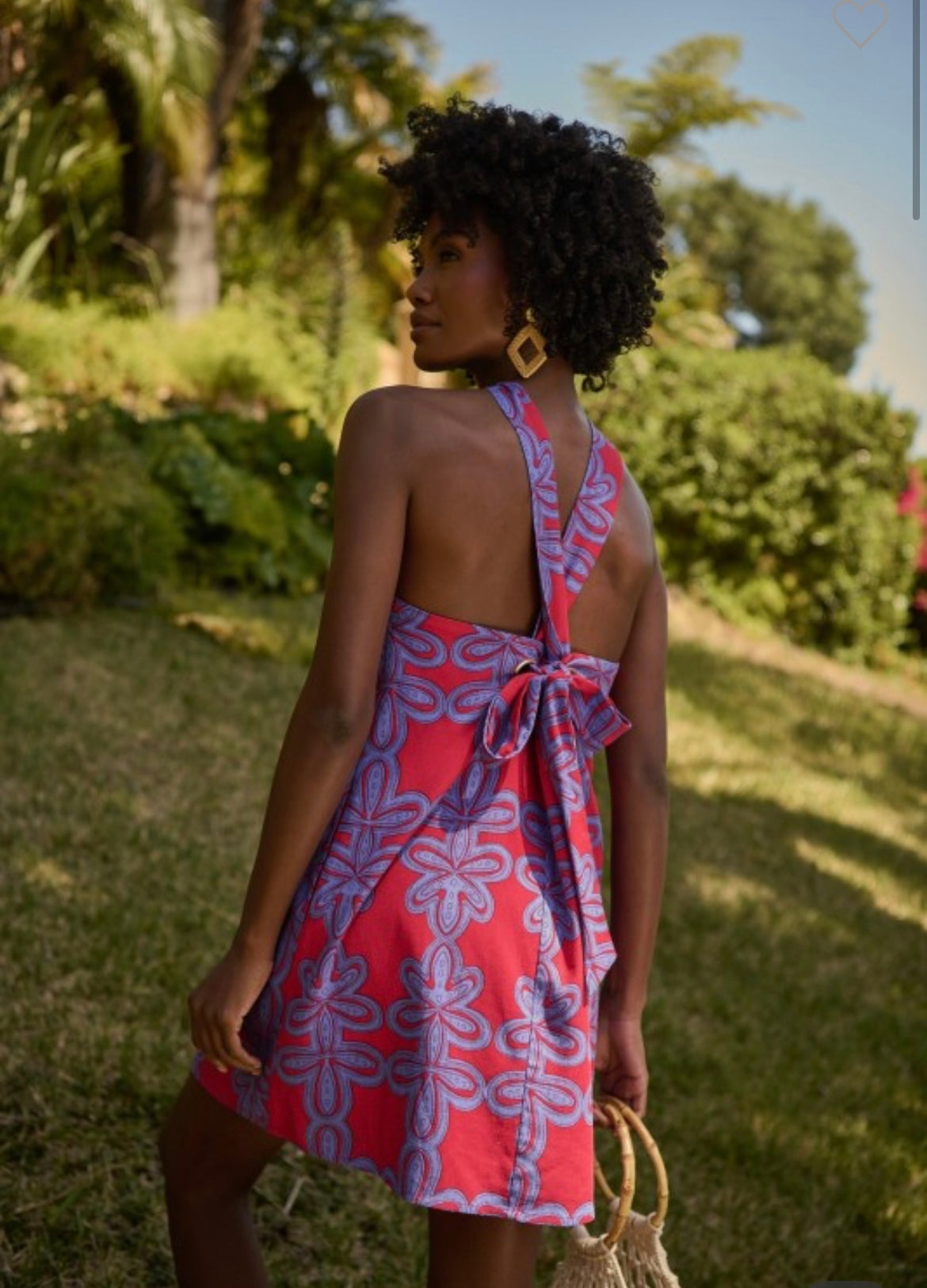 Rory Abstract Linen Halter Mini Dress