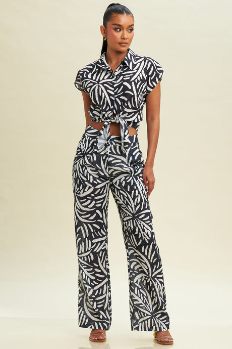 2 Tone Palm Pants Set