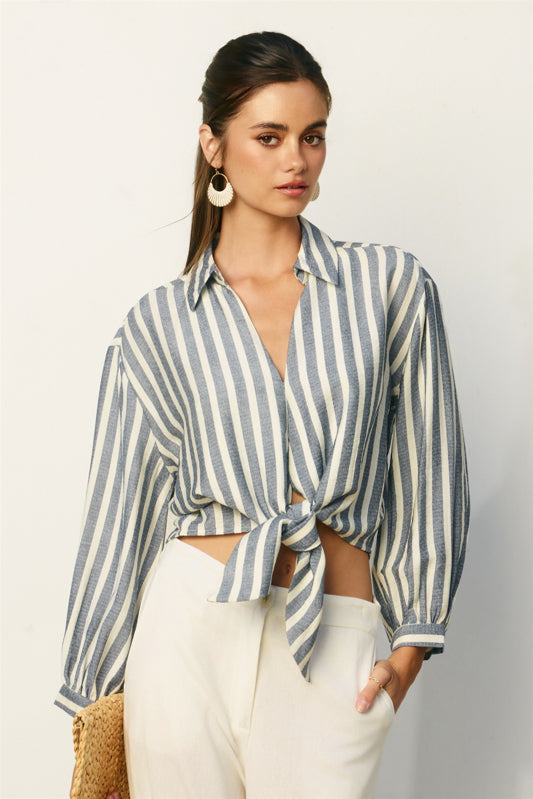 Saltwater Stripe Knot Front Shirt