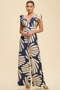 Palms Tie Shoulder Jumpsuit