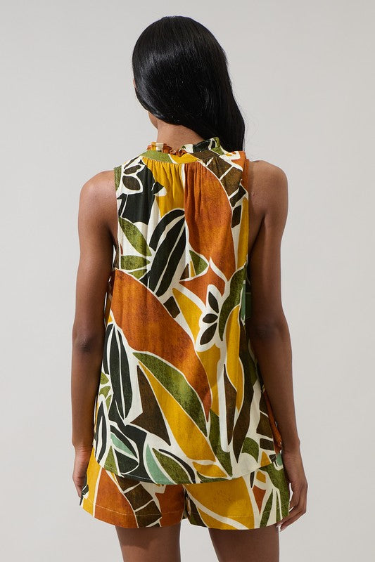 Reina Tropical Miley Sleeveless Blouse