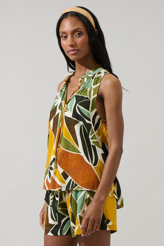 Reina Tropical Miley Sleeveless Blouse