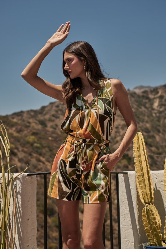 Reina Tropical Miley Sleeveless Blouse