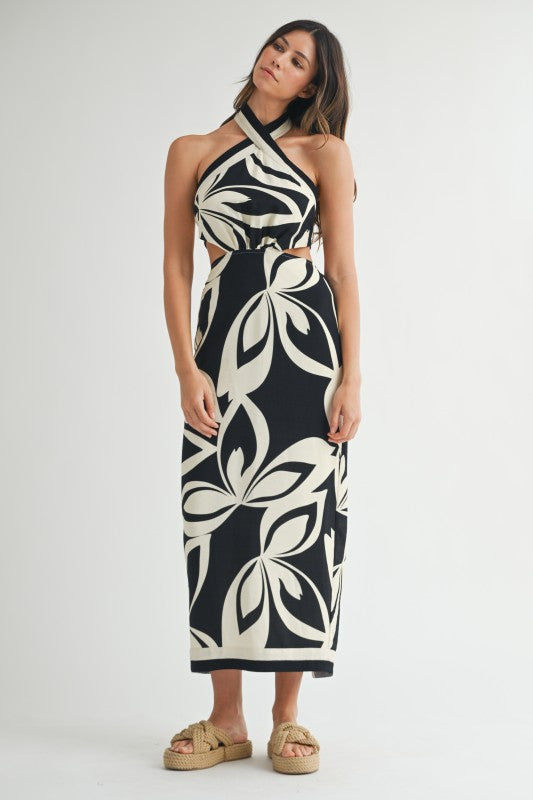 Shadow Petal Midi Dress