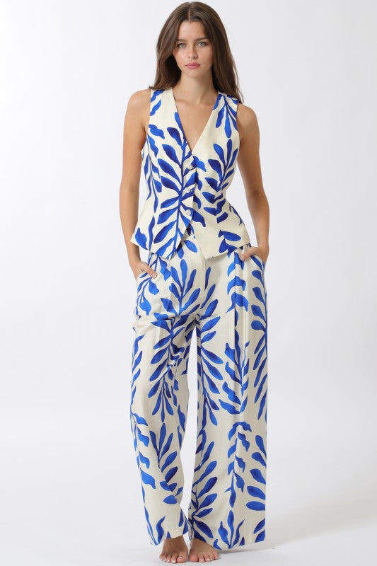 Sapphire Leaf Pants Set