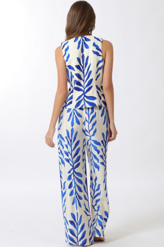 Sapphire Leaf Pants Set