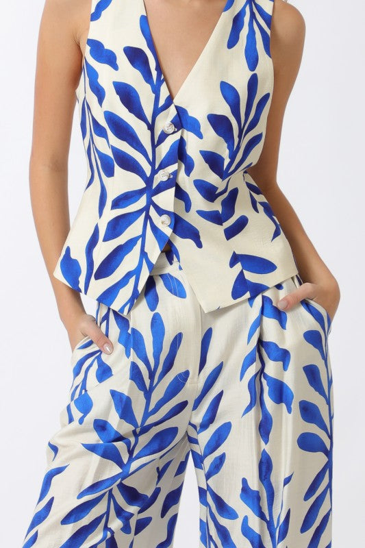 Sapphire Leaf Pants Set