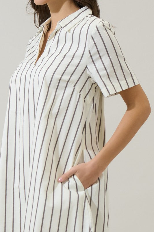 Kamara Striped Collared Mini Dress