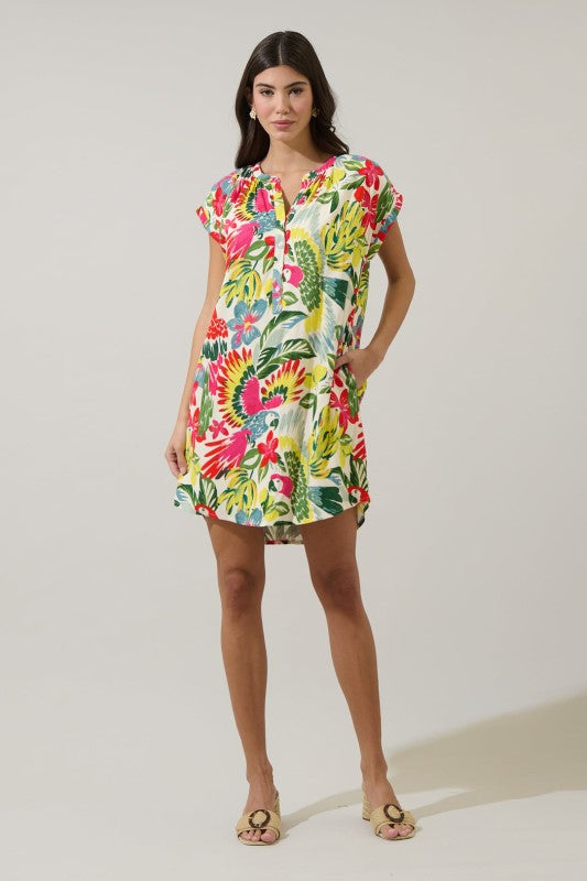 Wissa Tropical Jasla Shift Mini Dress