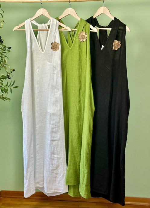 Soleil V-Neck Linen Dress