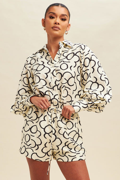 Abstract Two Tone Shirt Set