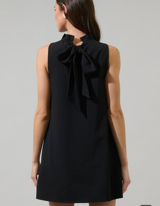Midnight Muse Ruffle-Neck Mini Dress