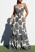 BOARDER PRINTED WOVEN MAXI DRESS