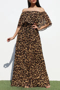 PLEATED OFF SHOULDER WOVEN MAXI DRESS