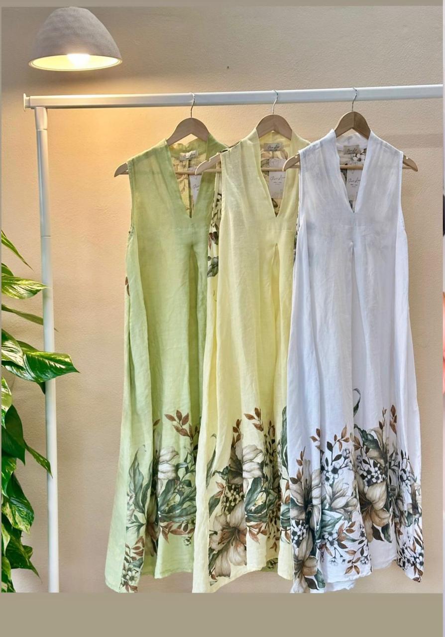 Hibiscus Kiss Bliss Linen Dress