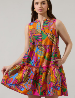 Floral Shift Tiered Mini Dress