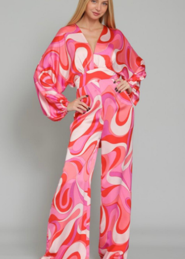 Dolman Sleeve Tie Back Waisted Jumpsuit