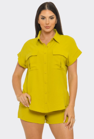 Keep It Button Down Cool Shorts Set