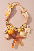 fabric wrapped shell starfish necklace