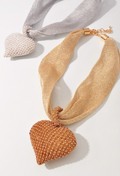 puffy heart pendant fabric necklace