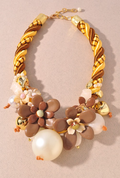 twist stain floral cluster necklace