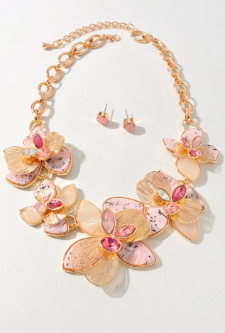 floral cluster statement earring set