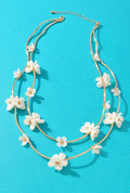 white flower charm necklace