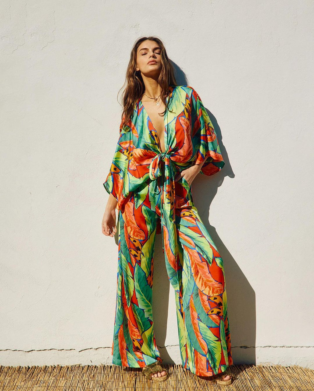 Tropical Kimono Pants Set