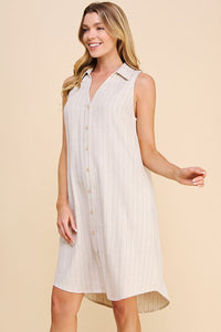 Sleeveless Pinstripe Shirt Dress